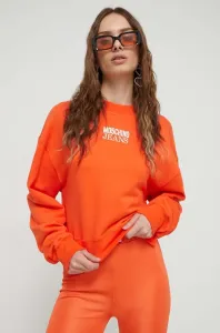 Bavlněná mikina Moschino Jeans dámská, oranžová barva, s potiskem #6065783