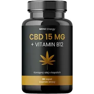 MOVit Konopný olej 15 mg CBD + Vitamin B12, 90 kapslí