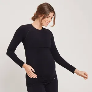 MP dámské těhotenské bezešvé triko s dlouhým rukávem – černé - XS