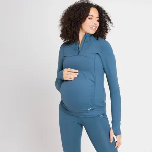 MP dámské těhotenské triko se zipem u krku Power – šedomodré - M