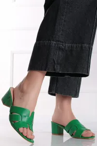 Zelené pantofle na hrubém podpatku Velna #5923883