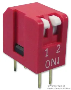 Multicomp Pro Mcnda-02V Dip Switch, 0.025A, 24Vdc, 2 Pos, Tht