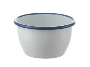 Bílá smaltovaná salátová miska s modrou linkou White blue - Ø 13,5*7,5cm  16005