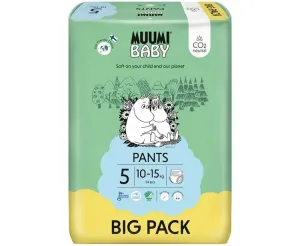 MUUMI Baby Pants 5 Maxi+ 10-15 kg (54 ks), kalhotkové eko pleny