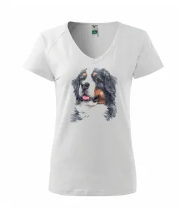 Bernský salašnický pes - hlava vodová barva - Tričko dámské Dream