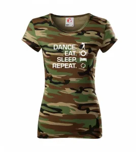 Dance eat sleep repeat - holka - Dámské maskáčové triko