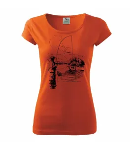 Kreslený rybář s podběrákem - Pure dámské triko