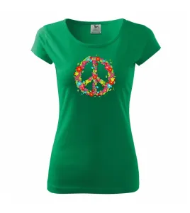 Peace symbol červené květiny - Pure dámské triko