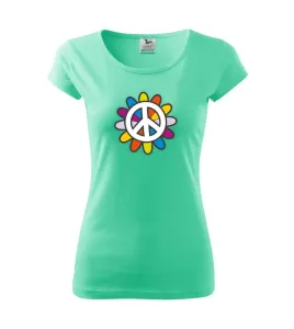 Peace symbol s kreslenou květinou - Pure dámské triko