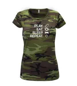 Play Eat Sleep Repeat americký fotbal - Dámské maskáčové triko