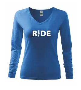 Ride - nápis s cyklistou - Triko dámské Elegance
