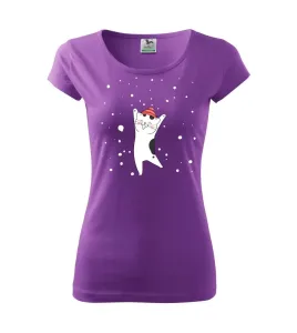 Veselá kočka v zimní čepici - Pure dámské triko
