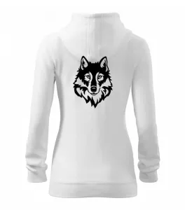 Hlava vlka černobílá (Hana-creative) - Dámská mikina trendy zipper s kapucí