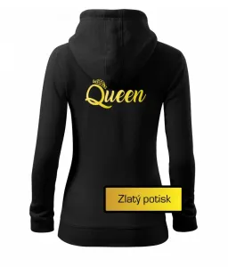 King Queen Rodinná zlatá - Dámská mikina trendy zipper s kapucí