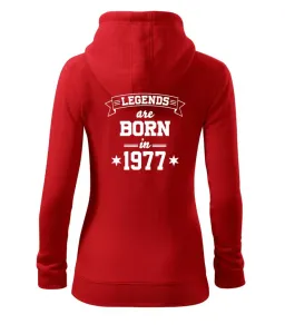 Legends are born in 1977 - Dámská mikina trendy zipper s kapucí