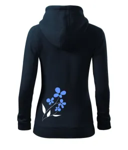 Modrá květina - Dámská mikina trendy zipper s kapucí