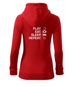 Play Eat Sleep Repeat tenis - Dámská mikina trendy zipper s kapucí