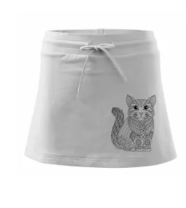 Kočka sedící mandala - Sportovní sukně - two in one