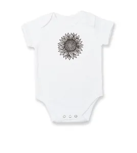 Slunečnice kreslená černobílá - Body kojenecké