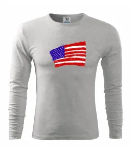 Americká vlajka ohnutá - Triko s dlouhým rukávem FIT-T long sleeve