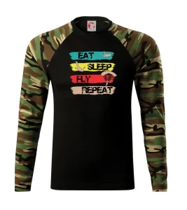 Eat Sleep Fly Repeat Paragliding - Camouflage LS