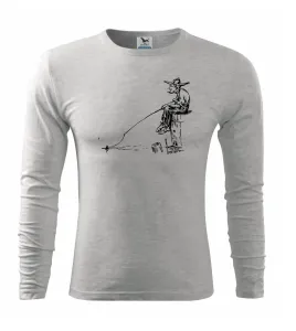 Kreslený rybář na pařezu - Triko s dlouhým rukávem FIT-T long sleeve
