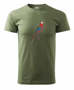 Papoušek červený na větvi - Heavy new - triko pánské