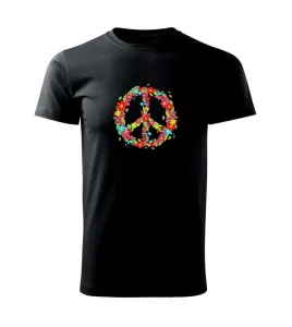 Peace symbol červené květiny - Heavy new - triko pánské
