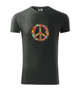 Peace symbol červené květiny - Viper FIT pánské triko