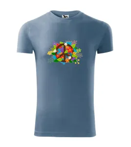 Peace symbol prorostlý květinami - Viper FIT pánské triko