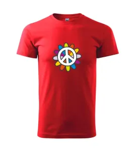 Peace symbol s kreslenou květinou - Heavy new - triko pánské