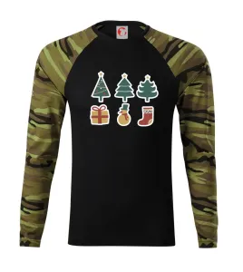 Vánoční sada - stromky a dárky - Camouflage LS