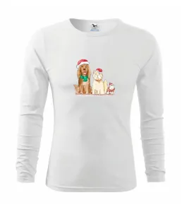 Veselé vánoce - pes, křeček a kočka - Triko s dlouhým rukávem FIT-T long sleeve