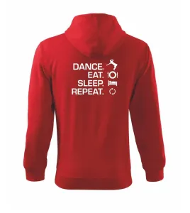 Dance eat sleep repeat - kluk - Mikina s kapucí na zip trendy zipper