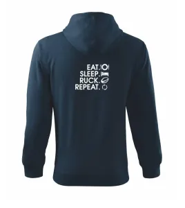 Eat sleep Rugby - Mikina s kapucí na zip trendy zipper
