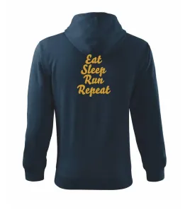 Eat sleep run zlatá - Mikina s kapucí na zip trendy zipper