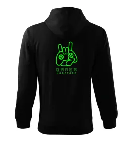 Hardcore gamer - ruka - zelená - Mikina s kapucí na zip trendy zipper