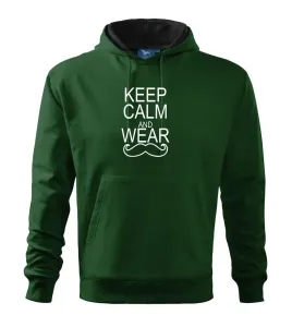 Keep calm and wear mustache - Mikina s kapucí hooded sweater