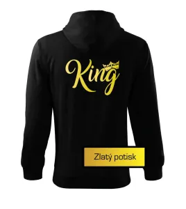 King Queen Rodinná zlatá - Mikina s kapucí na zip trendy zipper