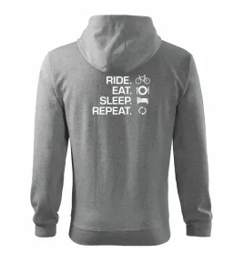 Ride Eat Sleep Repeat kolo - Mikina s kapucí na zip trendy zipper