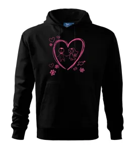 Svatba - kreslené srdce - Mikina s kapucí hooded sweater