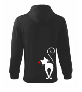 Zamilovaná kočka zezadu - Mikina s kapucí na zip trendy zipper