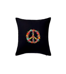 Peace symbol červené květiny - Polštář 50x50