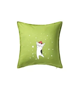 Veselá kočka v zimní čepici - Polštář 50x50