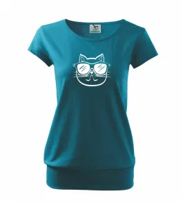 Kočka s brýlemi - Volné triko city