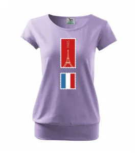 Paříž známka barevná - Volné triko city