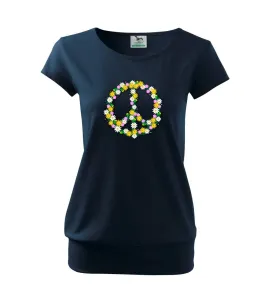 Peace symbol kopretiny - Volné triko city