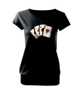 Poker - karty kreslené - Volné triko city
