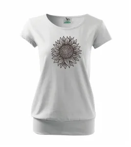 Slunečnice kreslená černobílá - Volné triko city