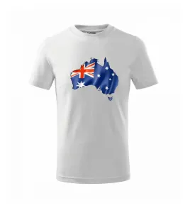 Austrálie - vlajka vlající mapa - Triko dětské basic